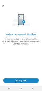 Medisafe welcome screen